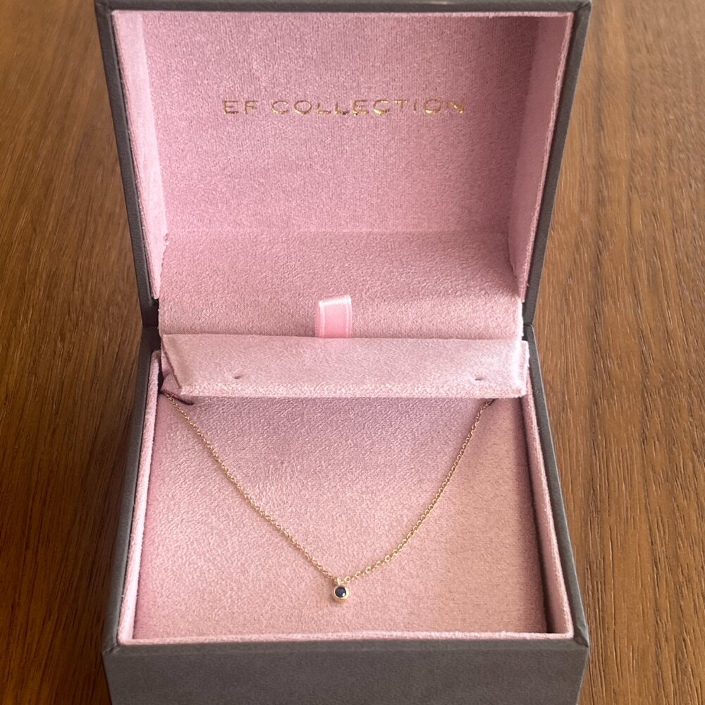 EF COLLECTION 14K YELLOW GOLD  SAPPHIRE PENDANT NECKLACE - Picture 9 of 9